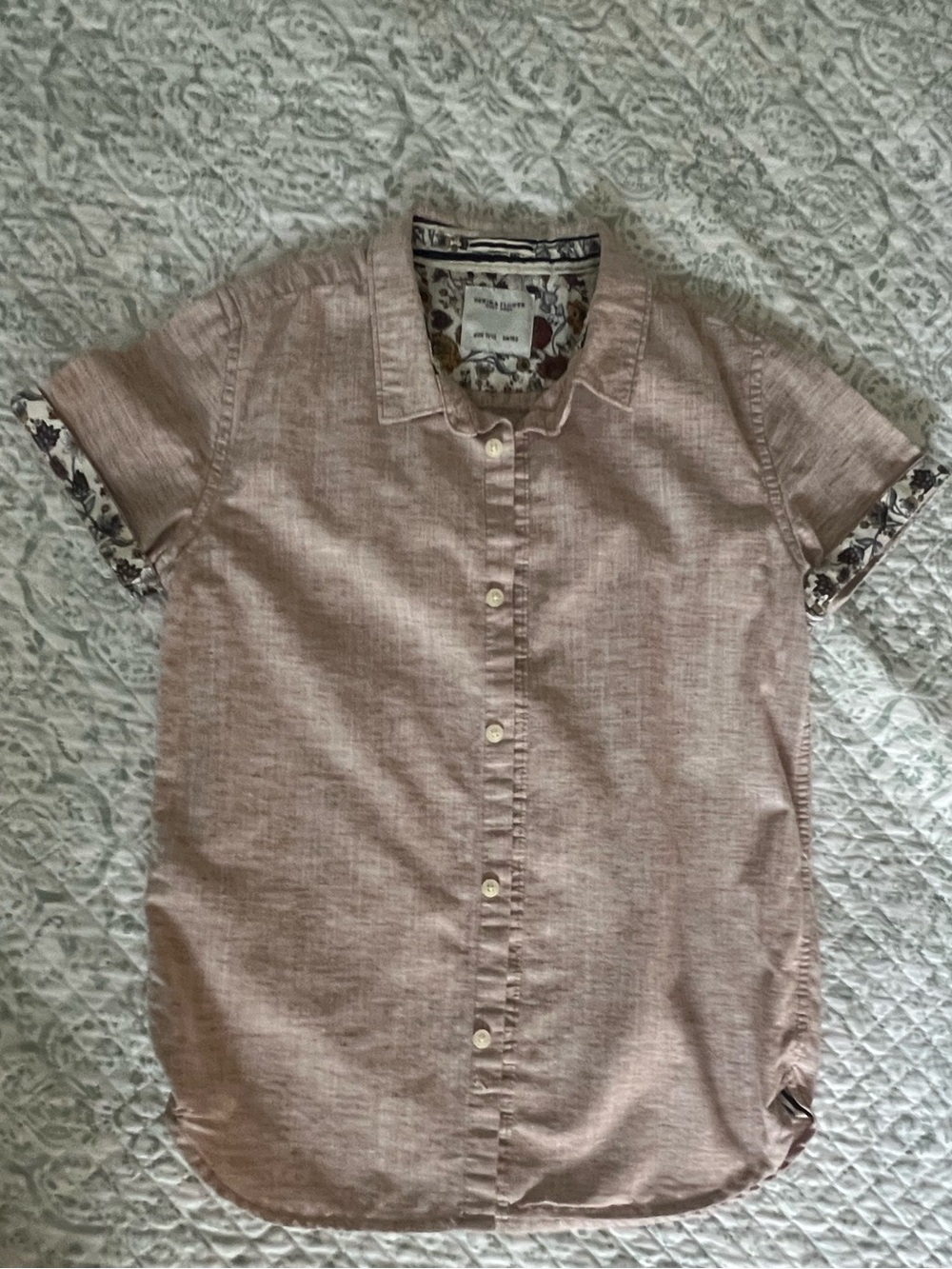 Denim & Flower Light Mauve Short-Sleeve Button-Down Shirt